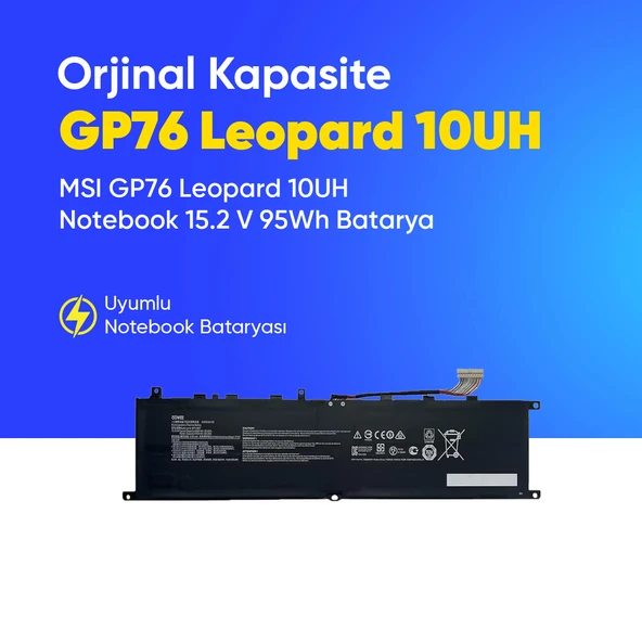 MSI GP76 Leopard 10UH Notebook 15.2 V 95Wh Batarya – Orjinal Uyumlu, Yüksek Performanslı ürün görseli 1