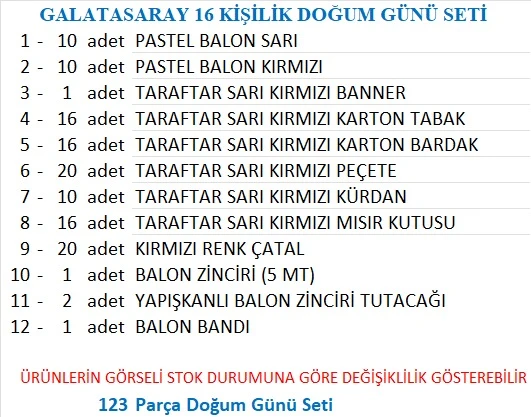 GALATASARAY 16 KİŞİLİK DOĞUM GÜNÜ SETİ - Resim 2