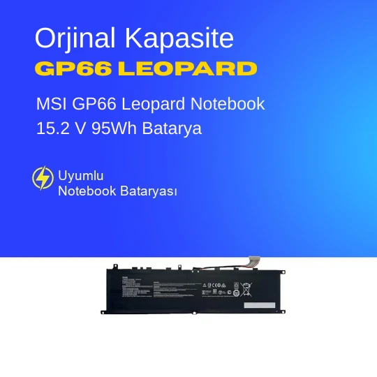 MSI GP66 Leopard Notebook 15.2 V 95Wh Batarya – Orjinal Uyumlu, Yüksek Performanslı ürün görseli 1