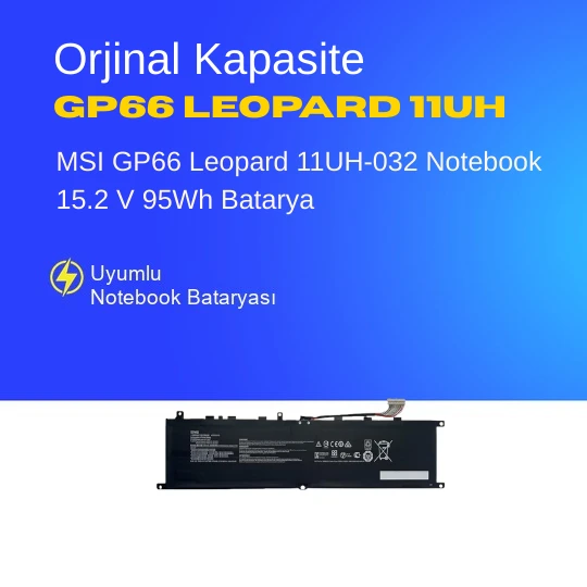 MSI GP66 Leopard 11UH-032 Notebook 15.2 V 95Wh Batarya – Orjinal Uyumlu, Yüksek Performanslı ürün görseli 1