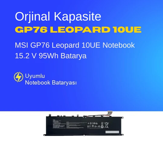MSI GP76 Leopard 11UE Notebook 15.2 V 95Wh Batarya – Orjinal Uyumlu, Yüksek Performanslı ürün görseli 1
