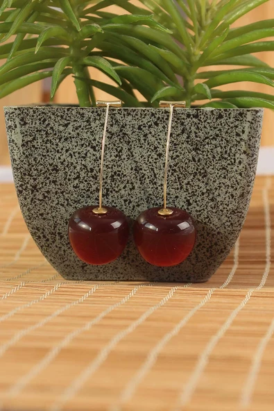 Gold Renk Kiraz Model Kadın Küpe - Resim 4