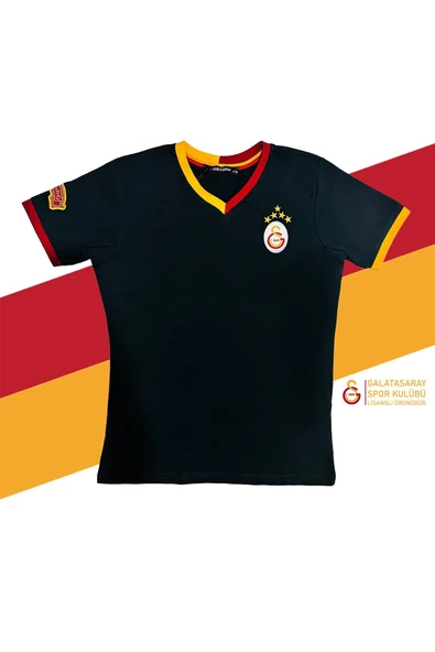 Galatasaray Orijinal Lisanslı 5 Yıldızlı Siyah Basic Çocuk T-shirt ürün görseli 1