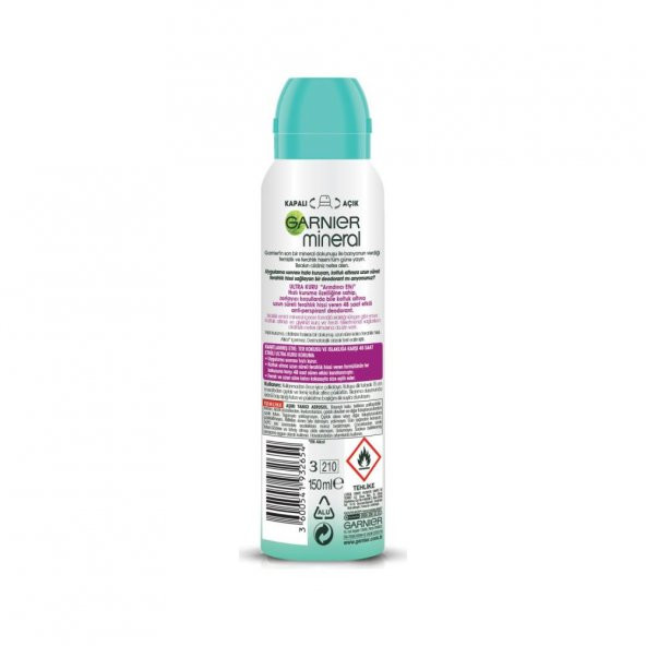 Garnier Mineral Ultra Kuru Sprey Deodorant - Resim 3