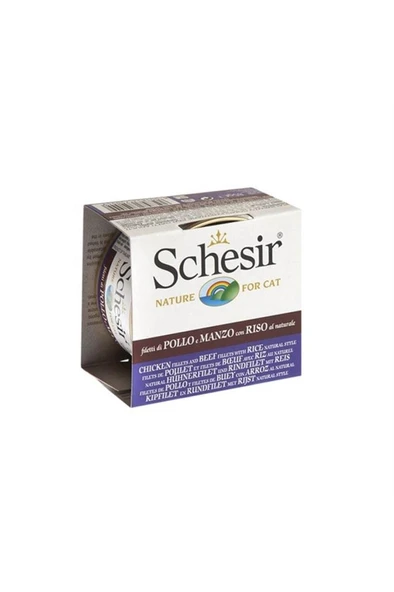 Schesir Tavuklu, Sığır Ve Pirinçli Yetişkin Kedi  Yaş Maması 85gr Skt: 12/2027 ürün görseli 1