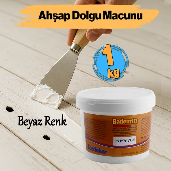 Ahşap Parke Çizik Giderici Masif Kaplama Beyaz Renk 1 Kg Tamir Dolgu Boşluk Doldurucu Onarım Macunu ürün görseli 1