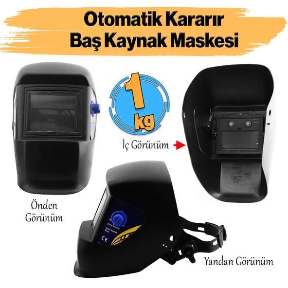 Güneş Enerjili Ayarlanabilir Otomatik Kararan Baş Maskesi Siperlik Kartuşlu Kaynak Gözlüğü DIN 9-13 ürün görseli 1