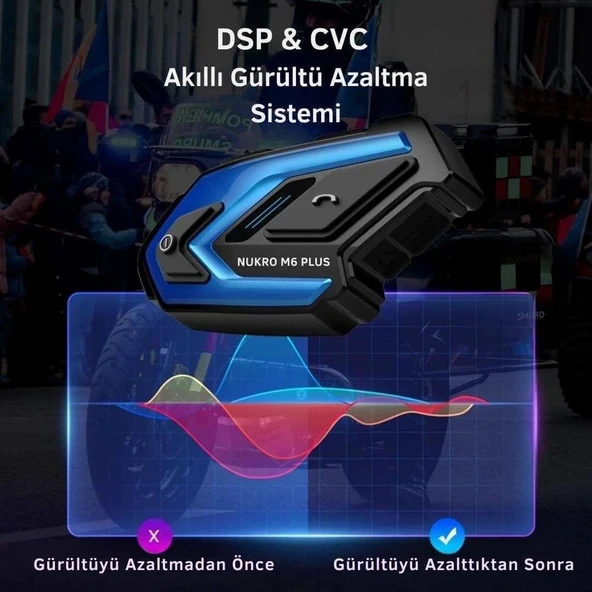 Nukrotech Nukro M6 PLUS Bluetooth 6 Kişilik İnterkom - Resim 2