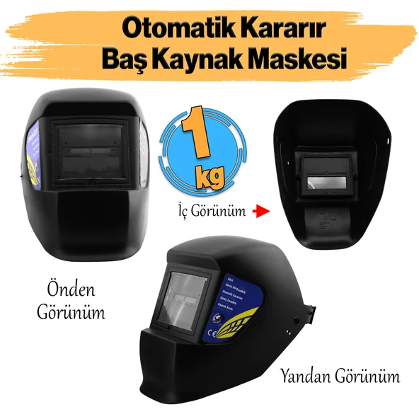 Güneş Enerjili Otomatik Kararan Baş Maskesi Siperlik Kartuşlu Kaynak Gözlüğü DIN 9-13 Cenk Işık ürün görseli 1