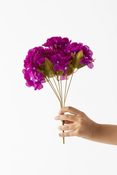 Güleç Yapay Çiçek Yapay Ortanca Çiçeği 35 Cm 7 Dal Mor ürün görseli 1
