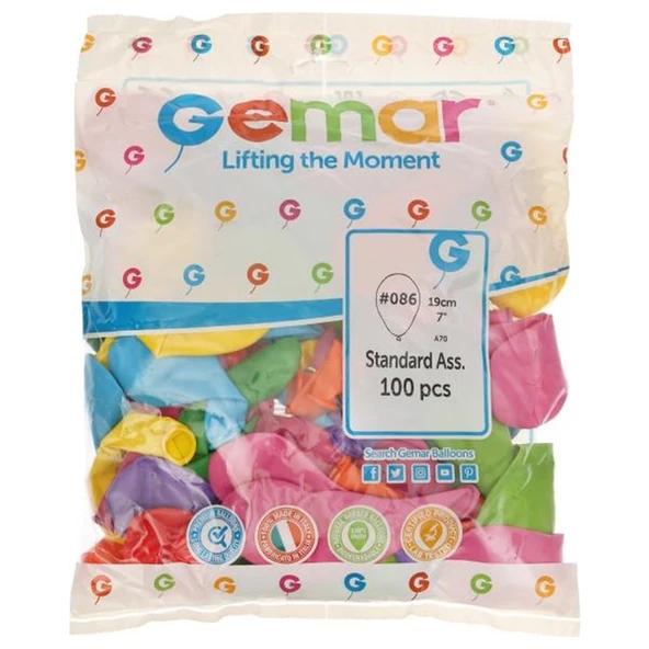 GEMAR BALON 100'LÜ 19CM A70 - Resim 2