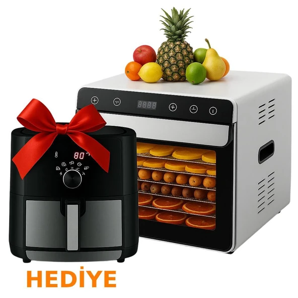 Dalle SS-06A Paslanmaz Meyve Sebze Kurutma Makinesi - Airfryer Hediyeli ürün görseli 1