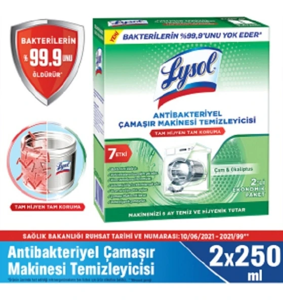 LYSOL ANTİBAKTERİYEL ÇAMAŞIR MAKİNESİ TEMİZLEYİCİ ÇAM VE OKALİPTUS FERAHLIĞI 250 ML ürün görseli 1