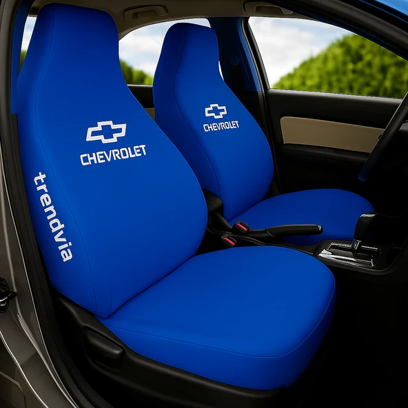 Chevrolet Logolu Mavi Oto Servis Koltuk Kılıfı  Penye Kumaş, Ön ve Arka Koltuk Uyumlu ürün görseli 1
