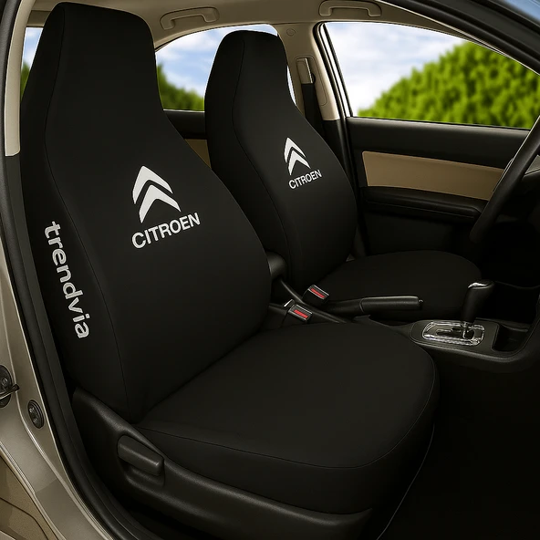 Citroen Logolu Siyah Penye Ön Arka Oto Koltuk Kılıfı Seti  Araç Servis Koruyucu ürün görseli 1