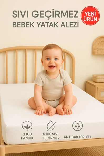 %100 Pamuklu Sıvı Geçirmez Bebek Ve Çocuk Yatak Koruyucu Alez, Park Beşik, Kreş Anaokulu Alezi ürün görseli 1
