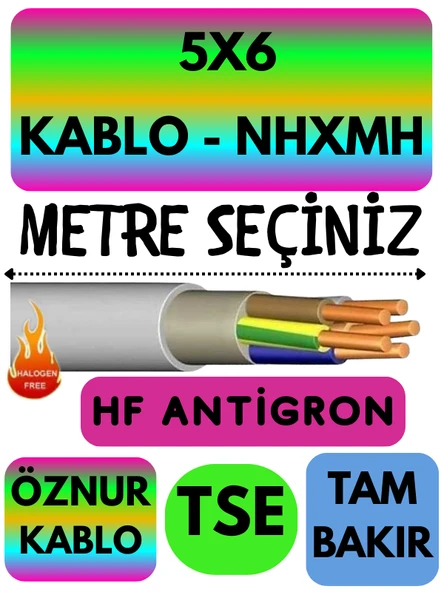 Öznur 5X6 NHXMH (ALEV İLETMEZ) Kablo Metre Seçenekli (Gri) ürün görseli 1