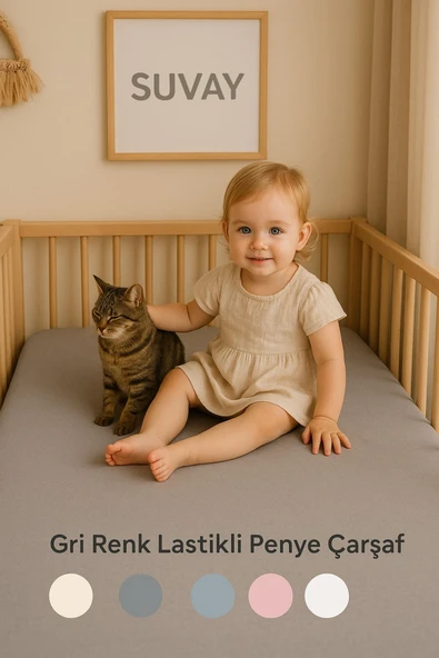 Bebek Lastikli Çarşaf %100 Pamuklu Penye Park Yatak - Krem - Beyaz - Gri - Pembe - Mavi - 60x120 - 70x110 - 70x120 - 70x130 - 70x140 ürün görseli 1