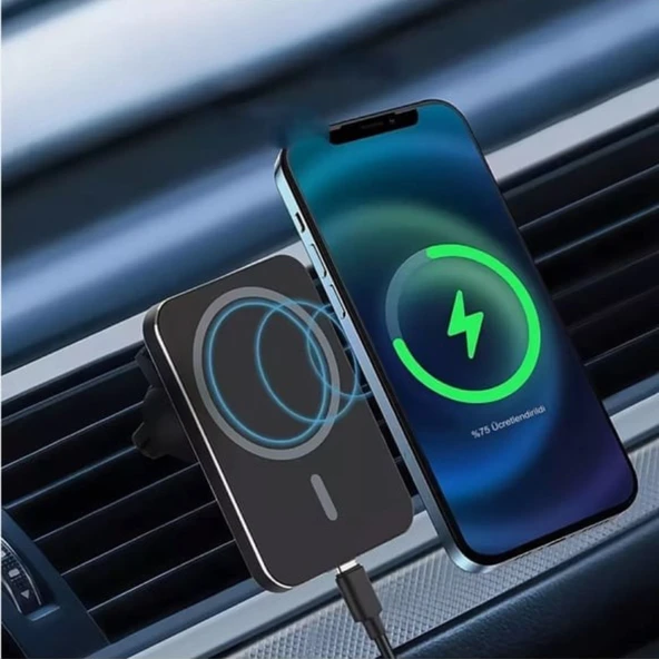 MAGSAFE ARAÇ İÇİ TELEFON TUTUCU & KABLOSUZ ŞARJ CİHAZI 15W HIZLI ŞARJ DESTEKLİ ürün görseli 1