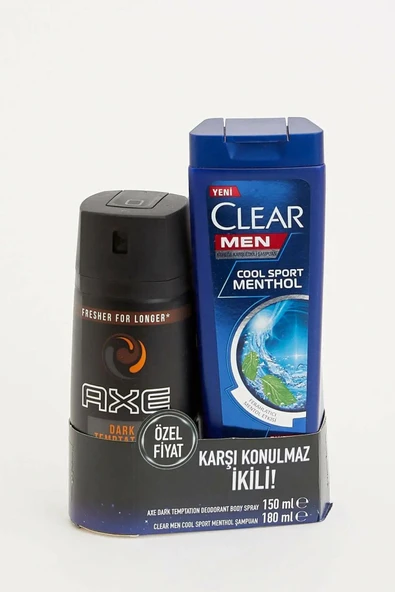 Axe Dark Temptation Deo Spray 150nl+Clear Cool Sport Menthol Şampuan180ml ürün görseli 1
