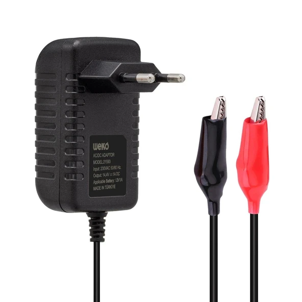 Weko 14.4 Volt 1Amper Krokodil Uçlu Ledli Yerli Üretim Akü Şarj Cihazı ürün görseli 1