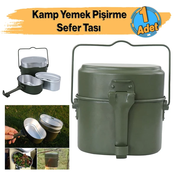 Alüminyum Kamp Yemek Pişirme Sefer Tası Seti Dış Mekan Alüminyum Tencere Seti Saplı Pişirme Set ürün görseli 1