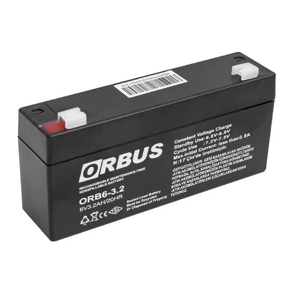 Orbus 6 Volt 3.2 Amper Akü ORB6-3.2 (125X33x60 Mm) ürün görseli 1