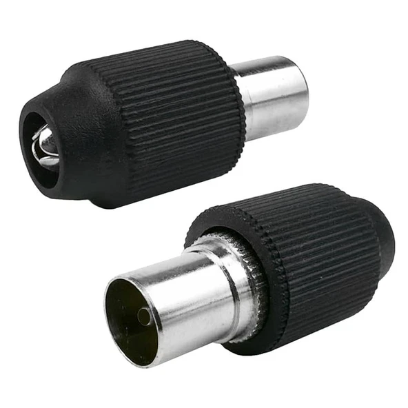Powermaster PM-9634 Siyah 60 Ohm Dişi Düz Tip Koaksiyel Kablo Konnektörü TV Anten Fişi (100 Adet) ürün görseli 1