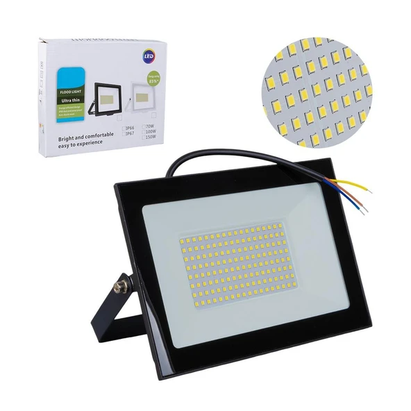 Powermaster PM-22572 100 Watt - 220 Volt 6500K IP66 150* Işık Açısı Siyah Slim Kasa Beyaz Led Projektör ürün görseli 1