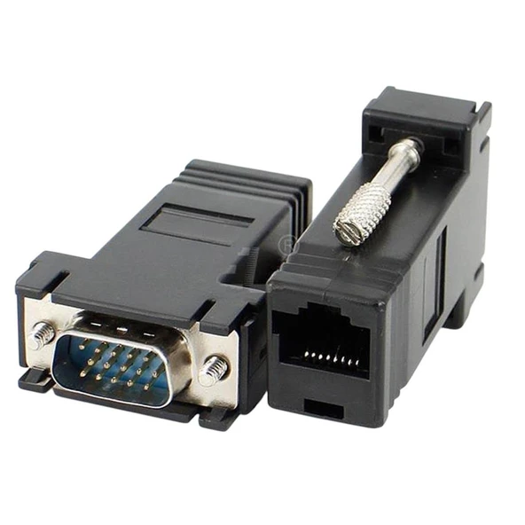 Powermaster PM-6859 VGA To RJ45 Cat5/Cat6/Cat7 Mini Extender Uzatıcı Adaptör ürün görseli 1