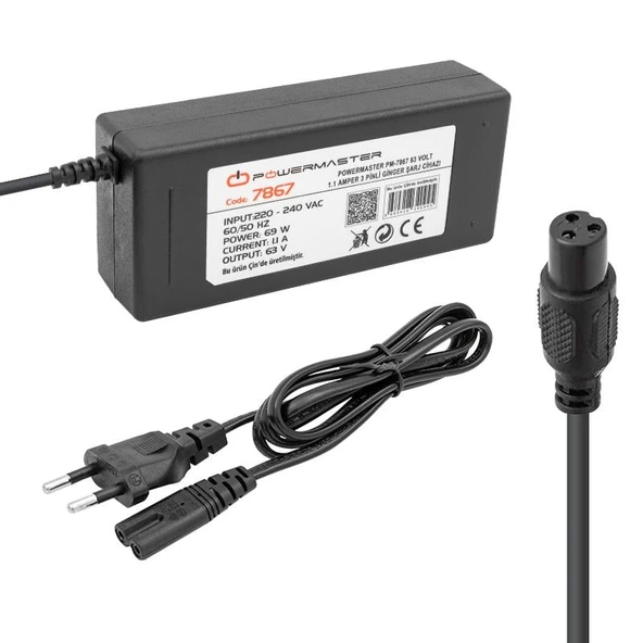 Powermaster PM-7867 63 Volt 1.1 Amper 3 Pinli Ginger Şarj Cihazı ürün görseli 1