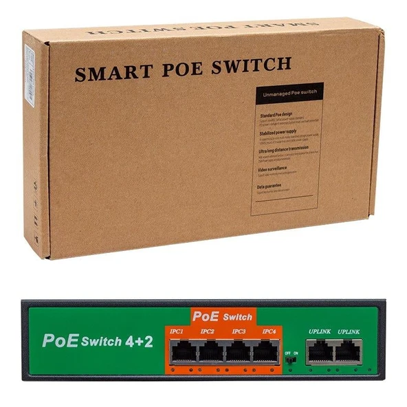 Powermaster POE4+2 72W 10/100 MBPS Poe Ethernet Switch - Resim 3
