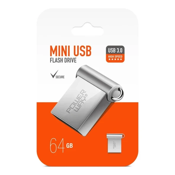 Powerway 64GB USB 3.0 Metal Mini Flash Bellek ürün görseli 1