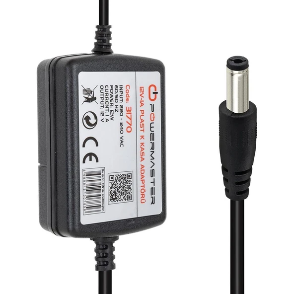 Powermaster PM-31770 12 Volt - 1 Amper - 12 Watt 5.5*2.5 Mm Uçlu İki Ucu Kablolu Masaüstü Adaptör ürün görseli 1