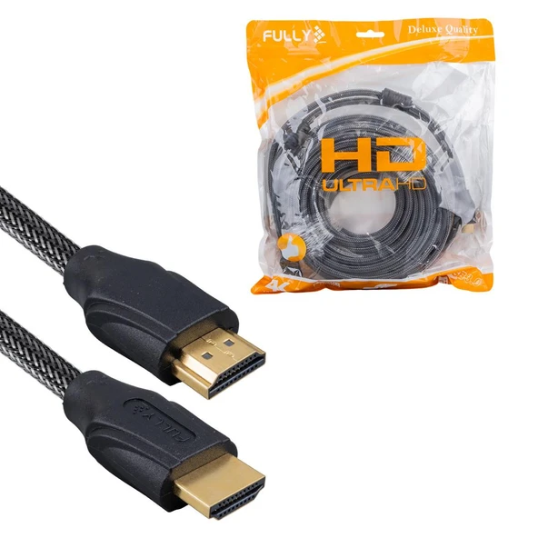 Fully G-507D 10 Metre Örgülü Gold Uçlu HDMI Kablo ürün görseli 1