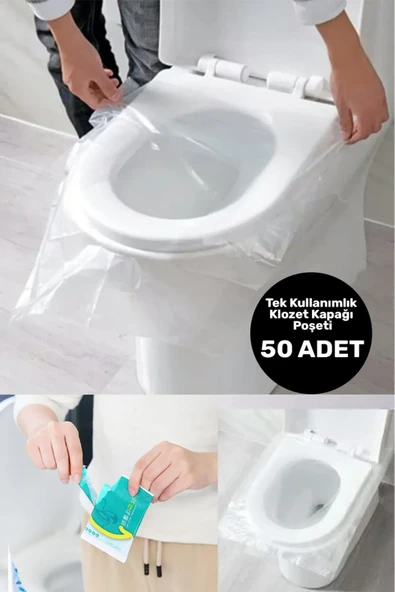 Mucit Home  Hijyenik Tek Kullanımlık Klozet Kapağı Poşeti Şeffaf Kapak Örtüsü Pratik Seyehat Restaurant ürün görseli 1
