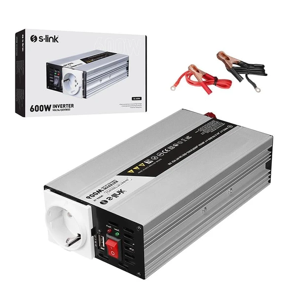 S-Link SL-600W Dc12v-Ac230v 600W İnverter ürün görseli 1
