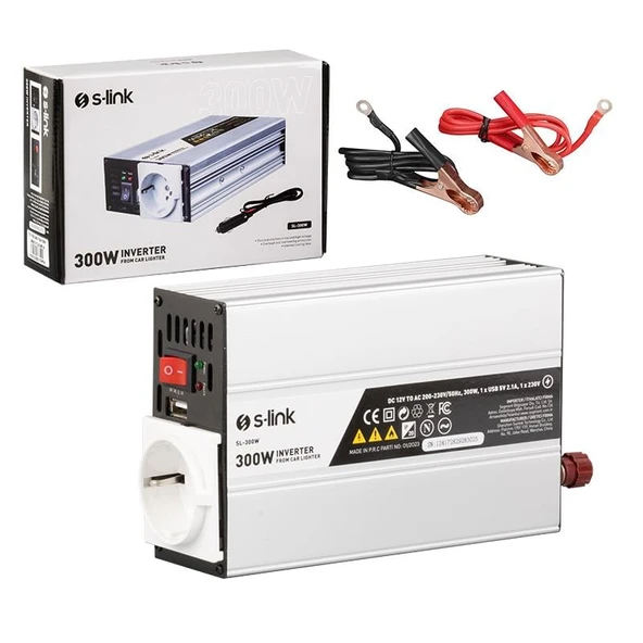 S-Link SL-300W 300W Dc12v-Ac230v Çakmaktan Power İnverter ürün görseli 1