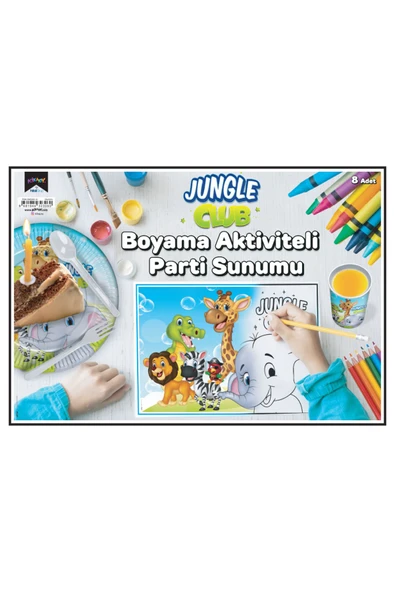 Boyama Aktiviteli Parti Sunumu 8li Jungle Club ürün görseli 1