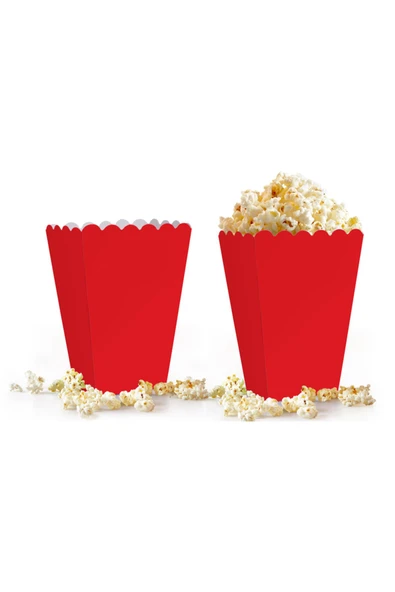 Popcorn Kutusu 8'li -Düz Kırmızı- ürün görseli 1