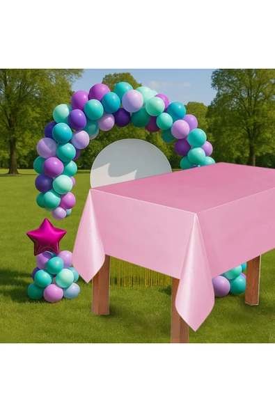 Plastik Masa Örtüsü 137*270cm 30mikron Pembe ürün görseli 1