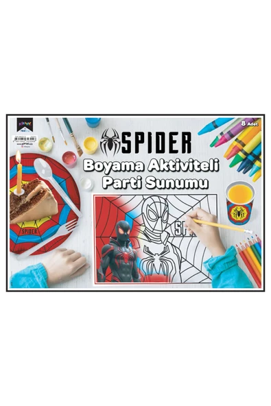Boyama Aktiviteli Parti Sunumu 8li Spider ürün görseli 1