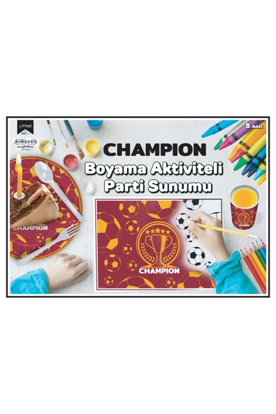Boyama Aktiviteli Parti Sunumu 8li Champion Sarı Kırmızı ürün görseli 1