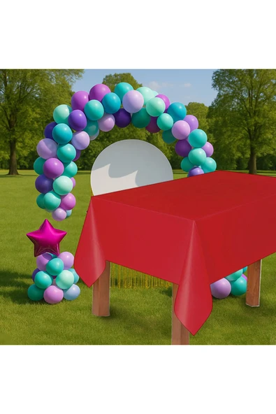 Plastik Masa Örtüsü 137*270cm 30mikron Kırmızı ürün görseli 1