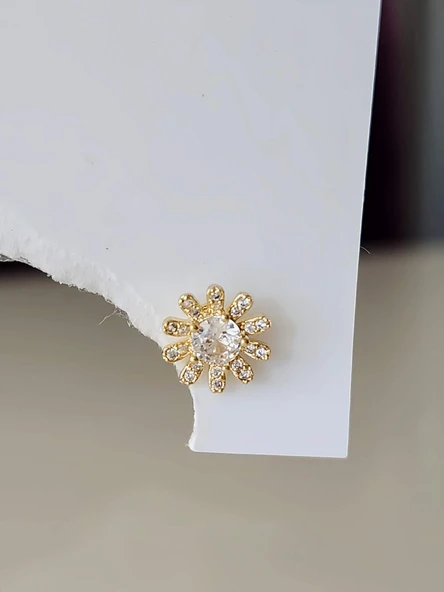 Çiçek Model Kıkırdak Piercing Tragus Helix Altın Gold Renk Küpe ürün görseli 1