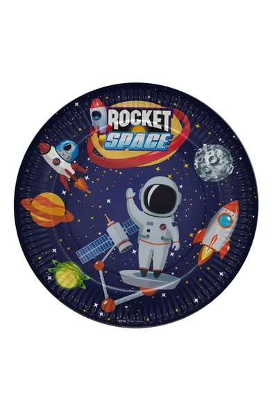 Karton Tabak 23cm 8'li -Rocket Space- ürün görseli 1
