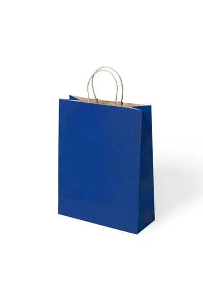 BÜKÜM SAPLI KAĞIT ÇANTA LACİVERT 25X12X31 12 Lİ ürün görseli 1