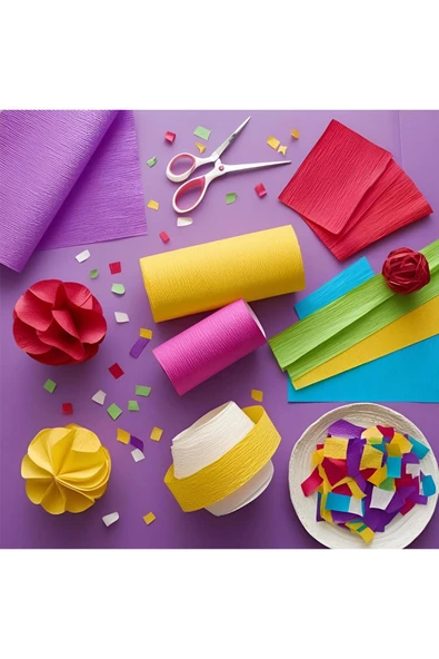 Karışık Renk Krapon Kağıdı 10 renk 50x200 cm 10'lu paket ürün görseli 1