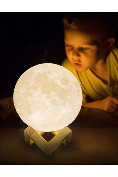 Dekoratif Işıklı Ay Küre Gece Lambası 3D Ay Standlı 15 cm ürün görseli 1