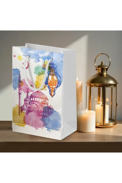 RAMAZAN TEMALI KARTON ÇANTA 26X40 CM 5 ADET ürün görseli 1